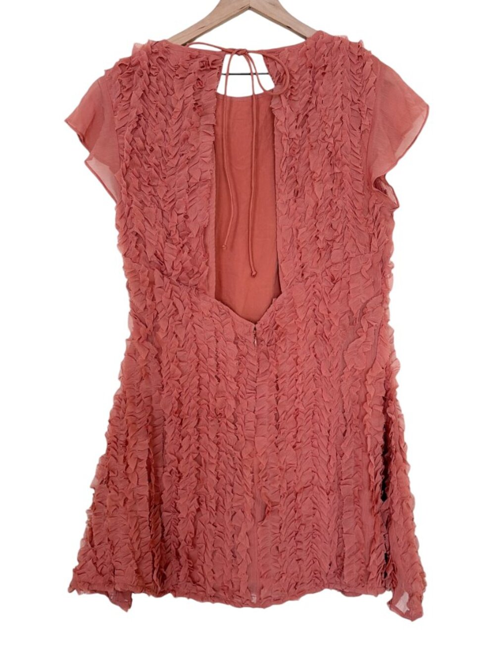 NWT ASOS Design Dusky Pink Chiffon Ruffle Micro Mini Dress - Picture 4 of 8
